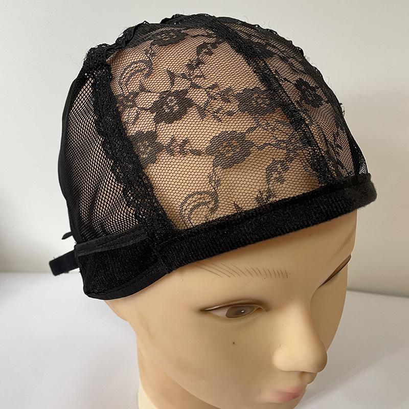 Wig Cap Front Lace For Making Wigs 56Cm Adjustable Straps Black Stretch Weaving Hair Nets Hat Mesh Women'S Dome Accessories