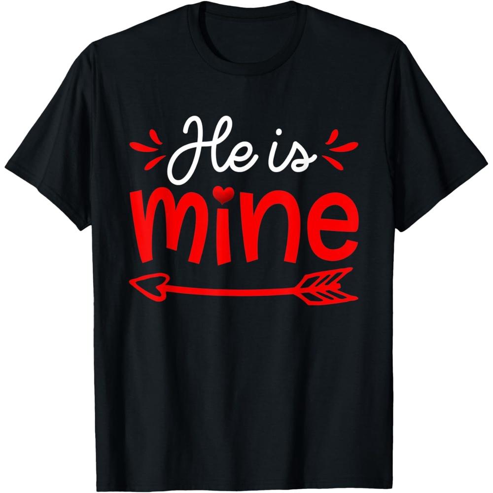 Funny He is Mine Matching Couple Cute Couples Outfit Cotton Men T Shirt S чёрный