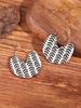 Retro Bohemian Double-Sided Geometric Pattern Wooden Earrings for Women