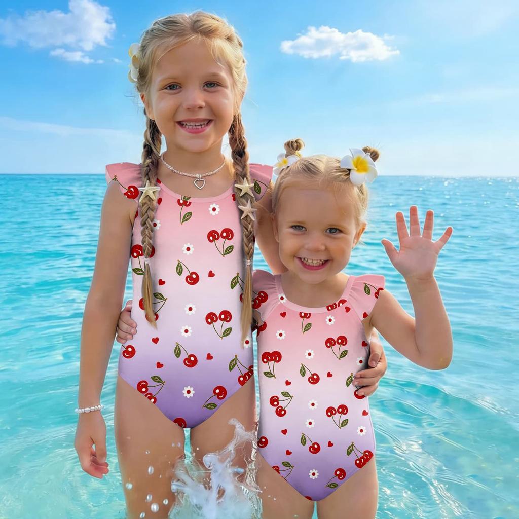 Bañador de una pieza para niña Verano Estampado de Frutas Sin Mangas Informal Moda Traje de baño para Niños Ligero Cómodo