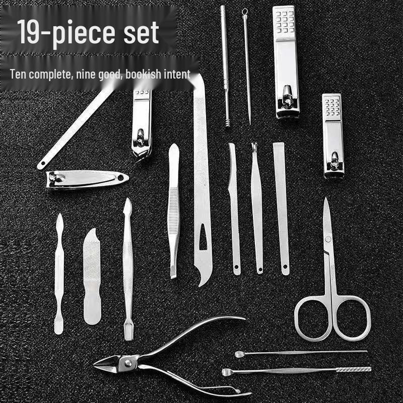 Nail Clipper and Pedicure Set: Ear Pick, Scissors, Tweezers, Slanted Edge Pliers, Knife