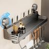 No Drill Suction Kitchen Wall Mount Storage Rack Multi Functional Knife Chopsticks Spice Organizer