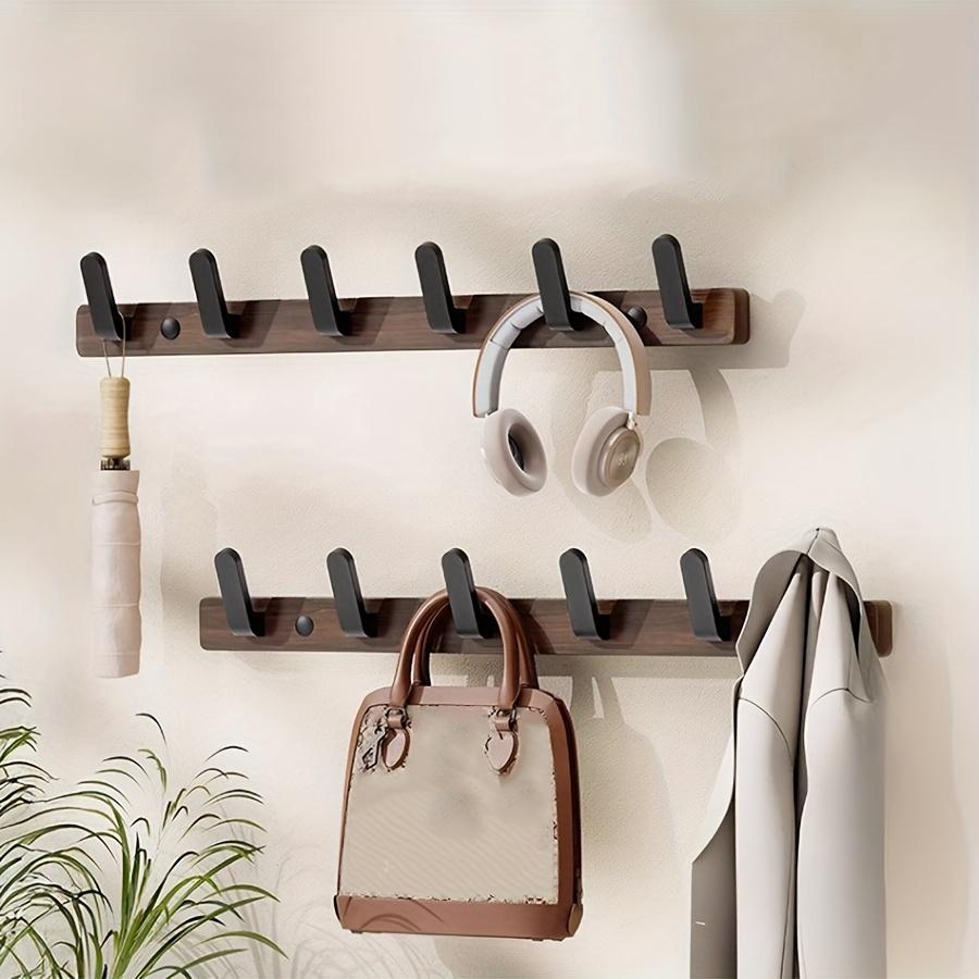 Multi-Purpose 3/4 Hooks Wooden Wall Hook, Walnut Clothes & Hat Hanger for Door, Bathroom & Fitting Room