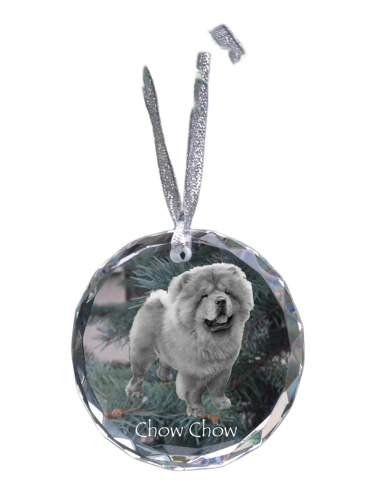 

Chow Chow - crystal bauble with a photo, dog photo in crystal, personalized Christmas tree ornament by Art-Dog brand прозорий