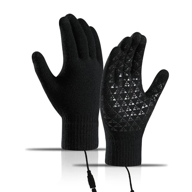 Heated Gloves Winter Thermal Warm Gloves with Built In Heating Sheet USB Powered Soft Durable Touch Screen Non-slip Work Gloves