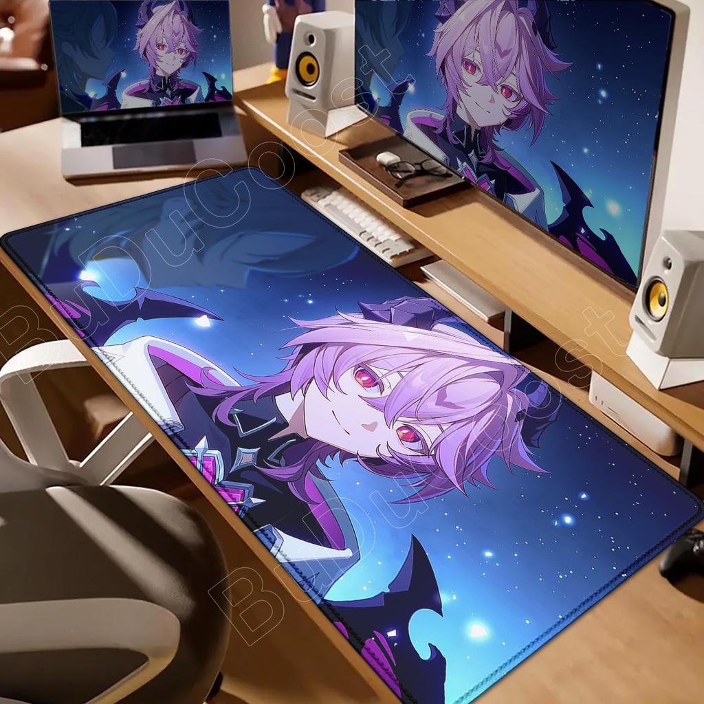 Genshin Impact Columbina Durin Tapis de Souris Anime Tapis de Souris Accessoires Gaming pour Ordinateur Portable Tapis de Souris Grand Tapis de Bureau Tapis pour Clavier d'Ordinateur