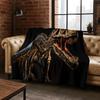 Ancient Creatures Dinosaur Ammonite Fossil Art Flannel Blanket,Cozy Soft Throw Blanket for Home Bedroom Bed Sofa Cover Gift Kid