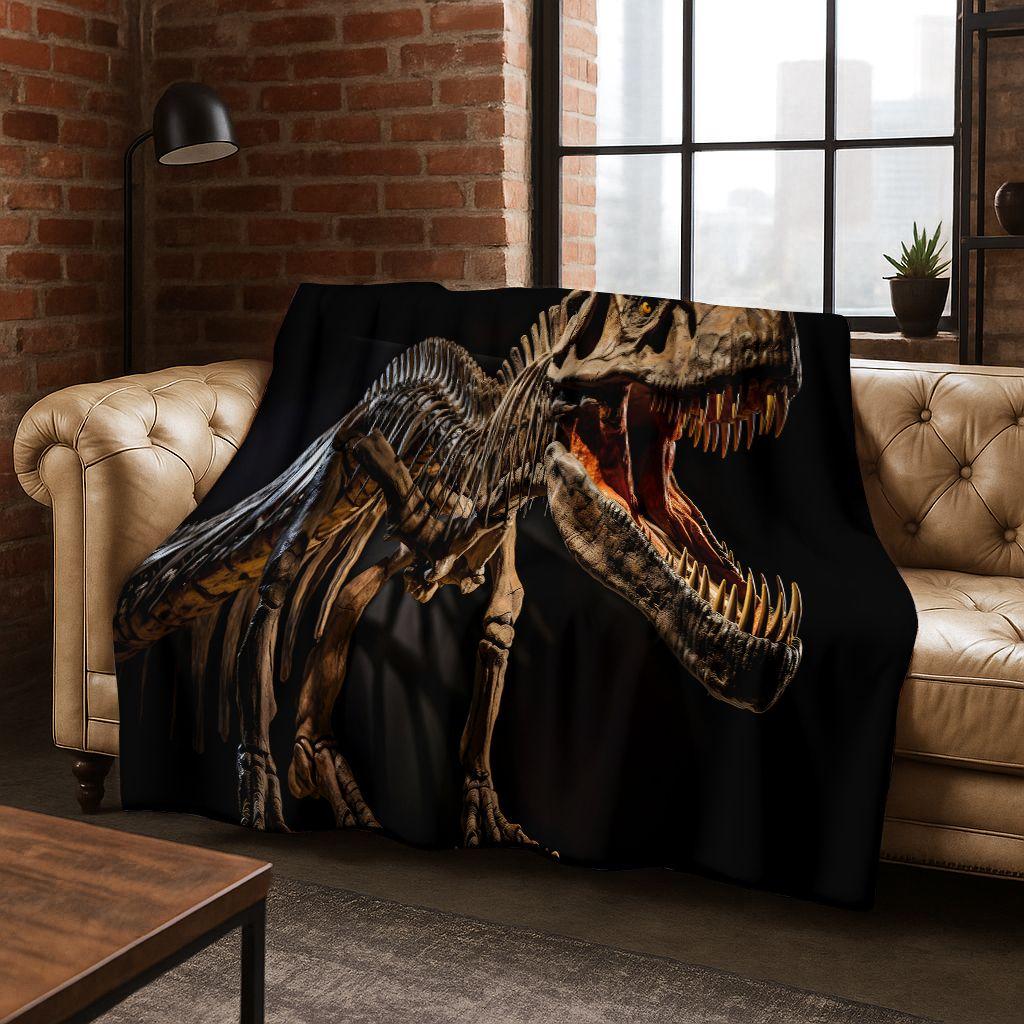 Ancient Creatures Dinosaur Ammonite Fossil Art Flannel Blanket,Cozy Soft Throw Blanket for Home Bedroom Bed Sofa Cover Gift Kid