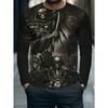 Men's 3D Printed Crew Neck Long Sleeve T-Shirt Fashion Versatile Trend Breathable Casual