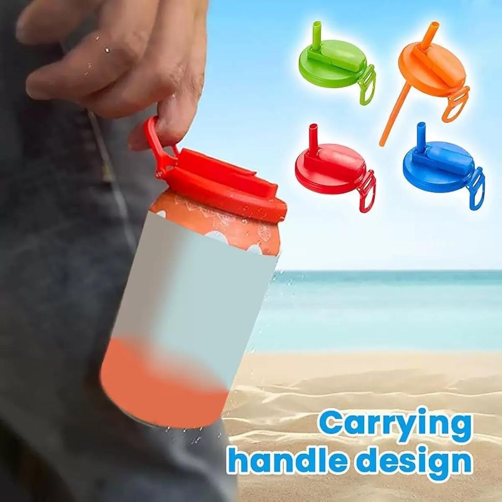 Silicone straw soda can lid reusable can lid leak proof snap on seal lid