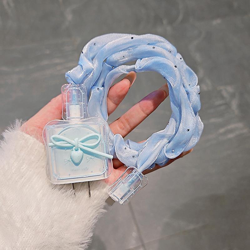

For Iphone 17 Charger Protector Case Cover 18W 20W Pink Cute Bow Anti Break Scratch Proof Charger Cable Protective Rope Winder as the picture