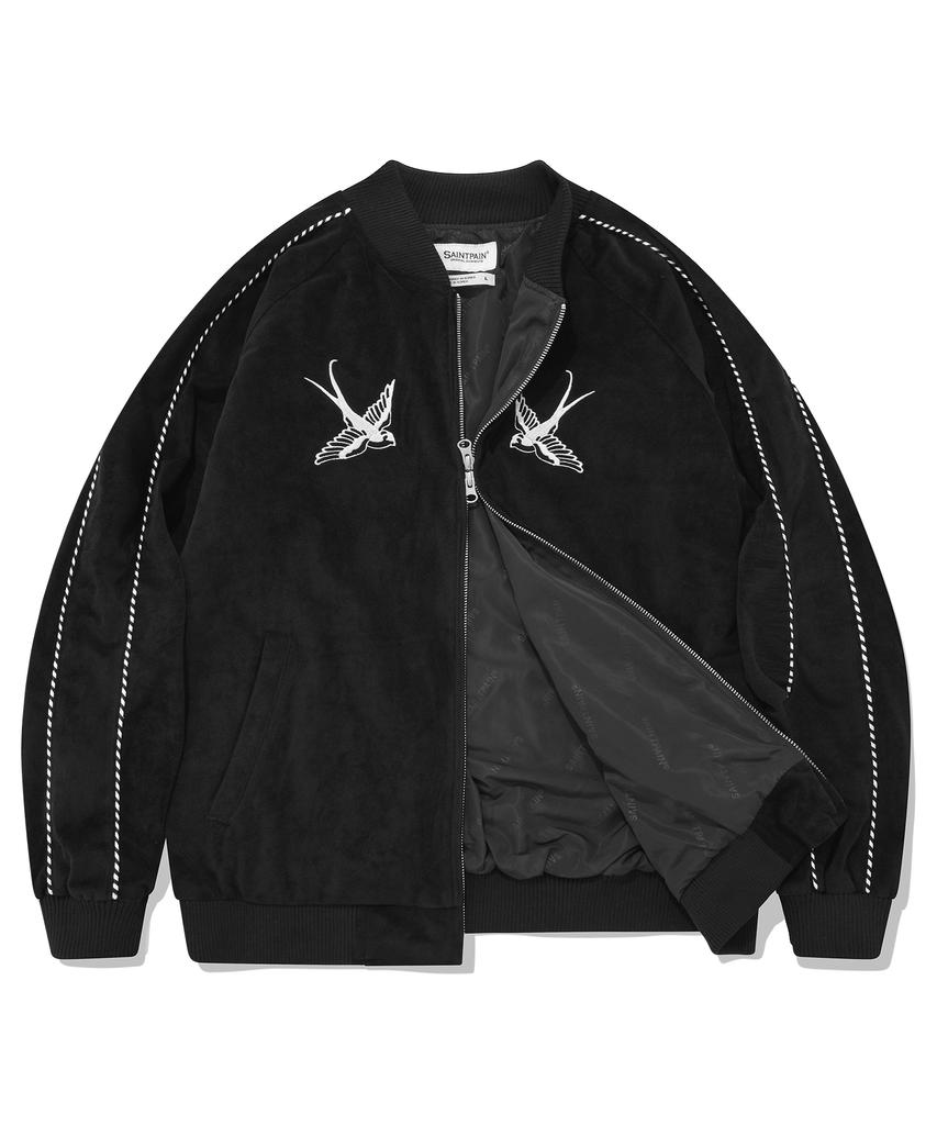 Saintpain Sp Velvet Swallow Souvenir Jacket - Black