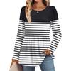 Women's Casual Fashion Long Sleeve Shirt Striped Tunic Top