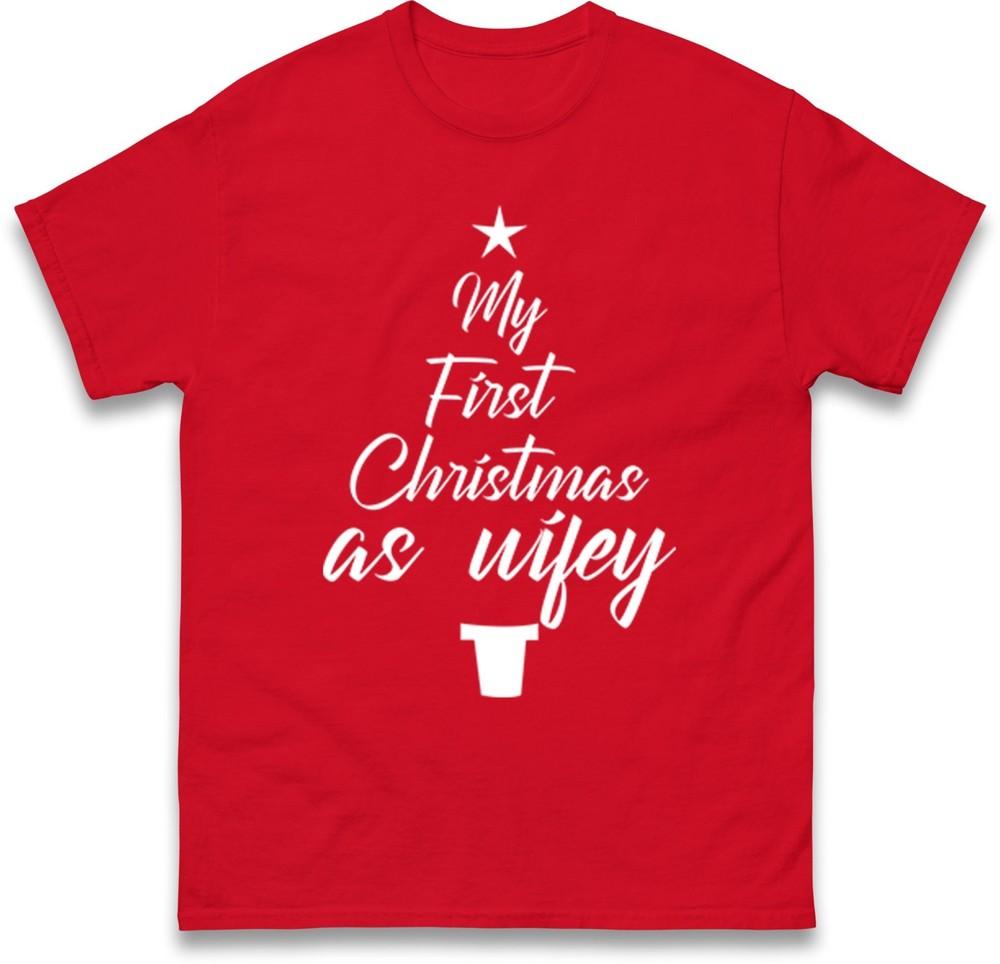My First Christmas As Wifey Tshirt Newlywed Holiday Wedding Gift Tee Top S