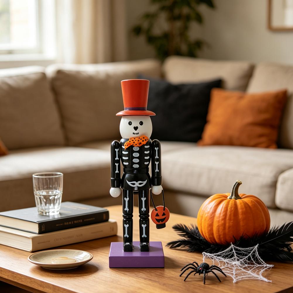 Halloween Skeleton Nutcracker Hand Painted Wooden Figurine Halloween Nutcracker Wooden Figurine Hand-painted Skeleton for Home