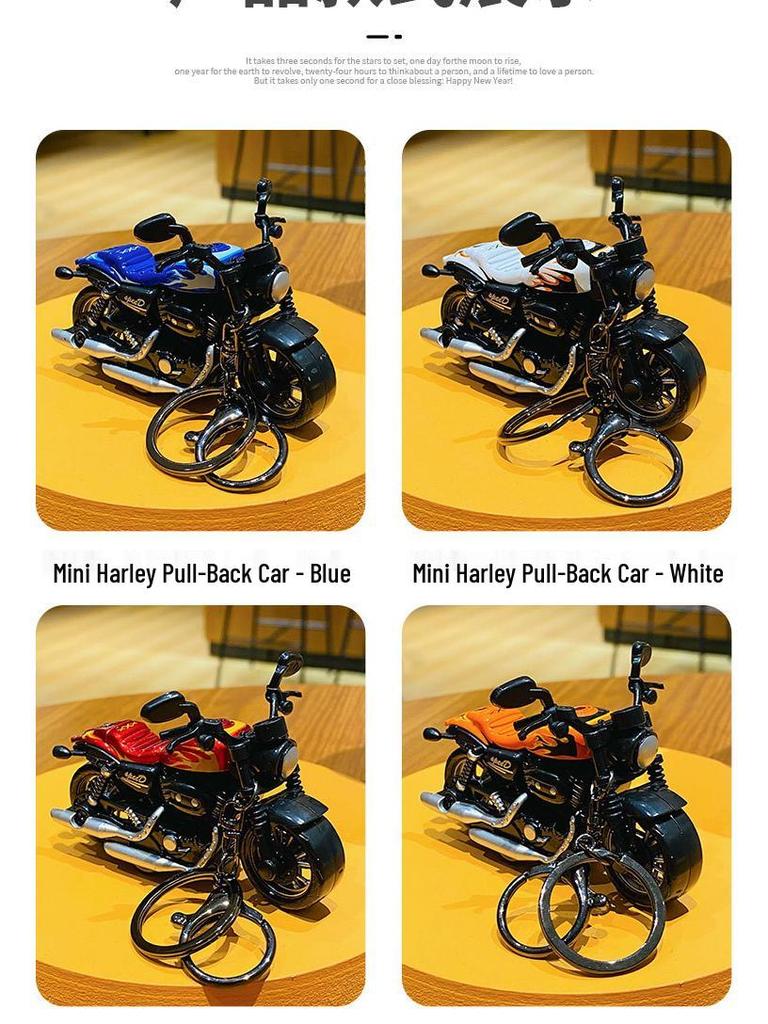 Kluczyk z brelokiem-zabawką motocykla Harley, z mechanizmem pull-back