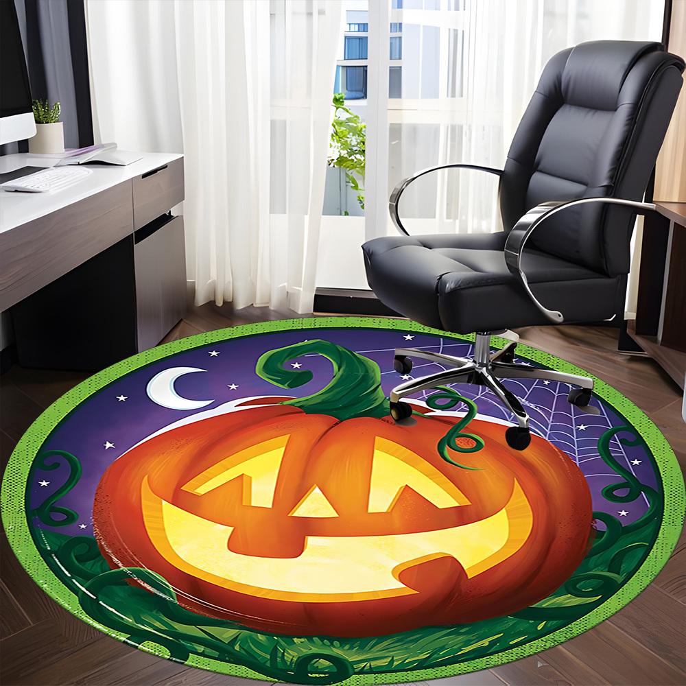 1pc Halloween Pumpkin Chair Carpet for Office Non-Slip, Lightweight, Machine Washable Rug for Office, Room - Holiday Decoryy251016008