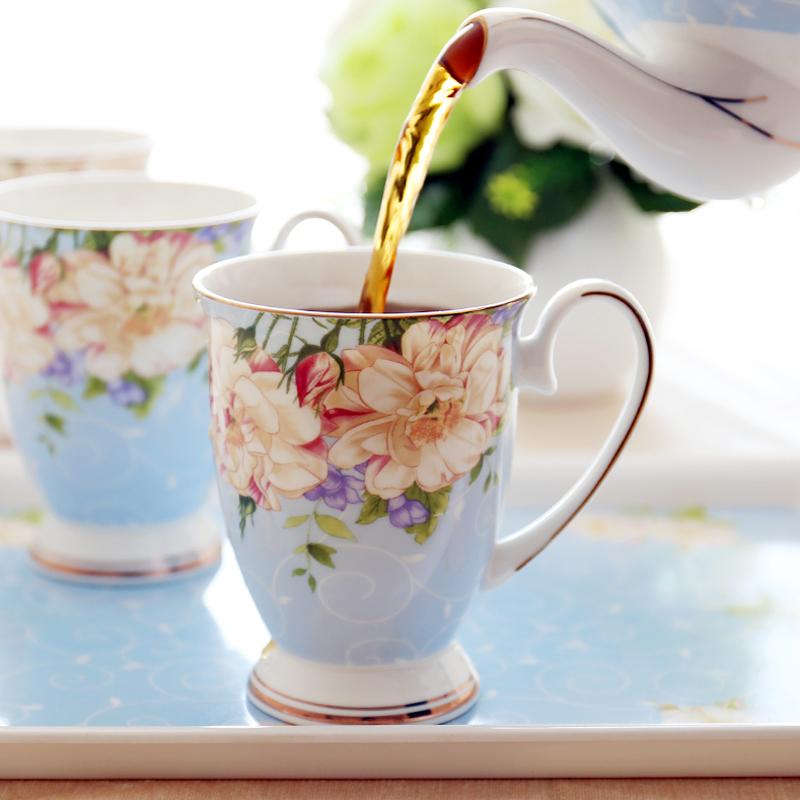 Floral Bone China Mug Tea Cup Porcelain Coffee Mug Teacup Gold Rim Ceramic Mug Milk Coffee Drinking Cup Christmas Birthday Gift