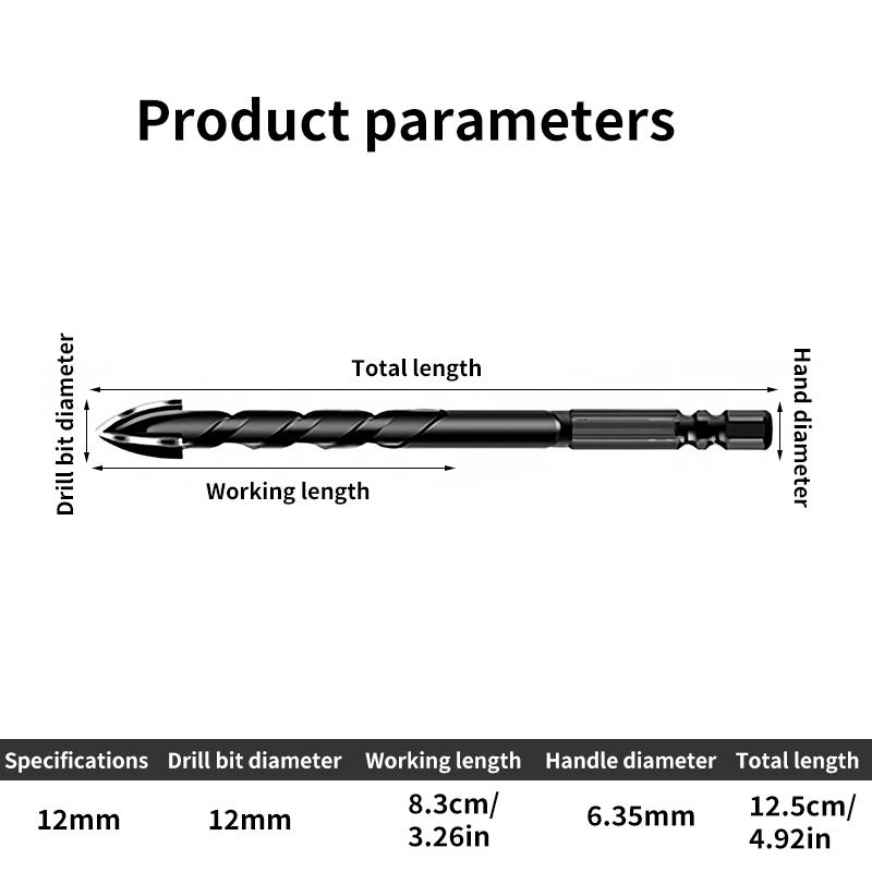 3-12mm Cross Hex Tile Drill Bit For Glass Concrete Ceramic Tile Hole Opener, Tungsten Carbide Hard Alloy Bits Set Tool