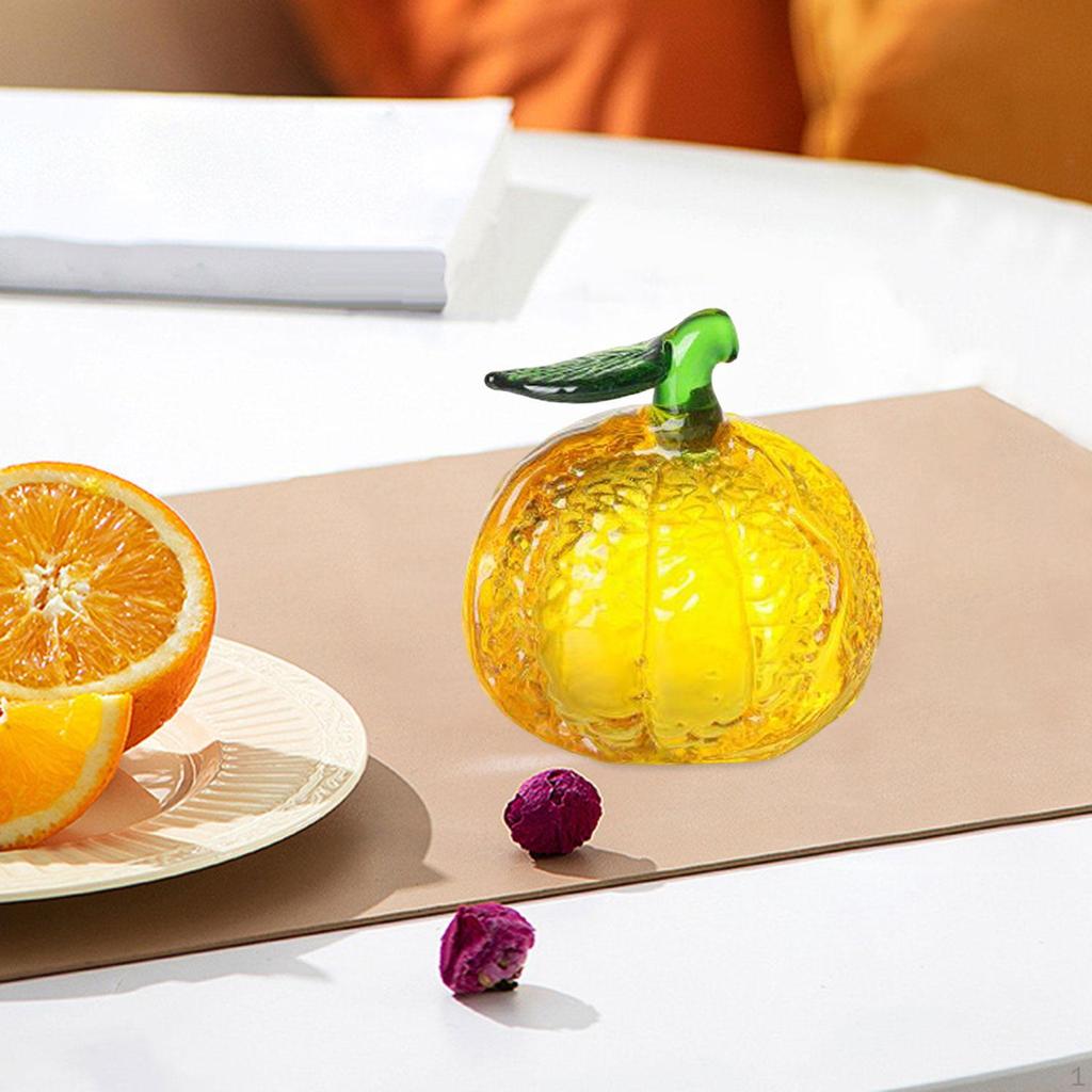 Glass Fruit Figurine Crystal Statue Paperweight Crafts Arts Cute Fruits Miniature Sculpture for