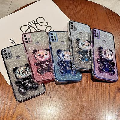 Candy Bear Stand Glitter Phone Case For Motorola Moto G10 G20 G30 G60 G60S G8 G9 Play Plus Power G71S G84 G54 G24 G14 Soft Cover