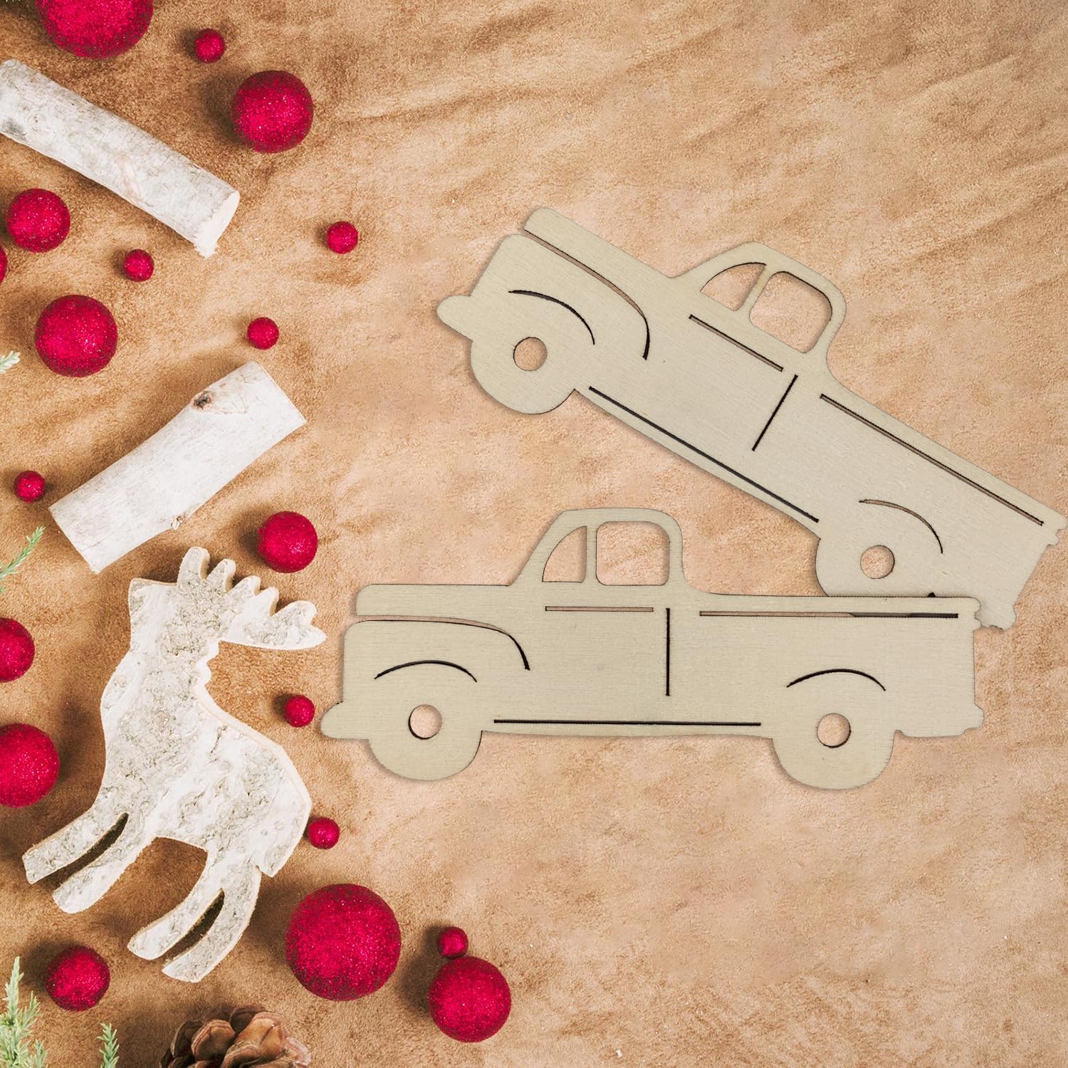 15 Pack 6 Inch Wood Pickup Truck Cutouts Unfinished Wood Pickup Truck Crafts Wooden Pickup Truck Hanging Ornaments DIY Pickup Truck Craft Gift Tags