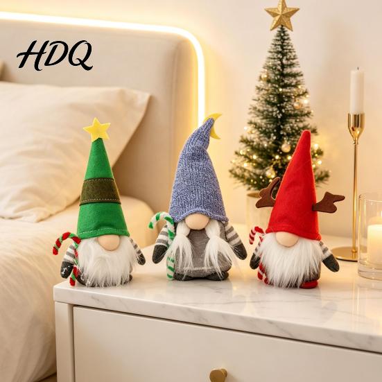 Nordic Style Holiday Decor Plush Christmas Gnome Scandinavian Dwarf Doll Ornament Swedish Tomte Farmhouse Handmade Fabric Dolls Tiered Tray