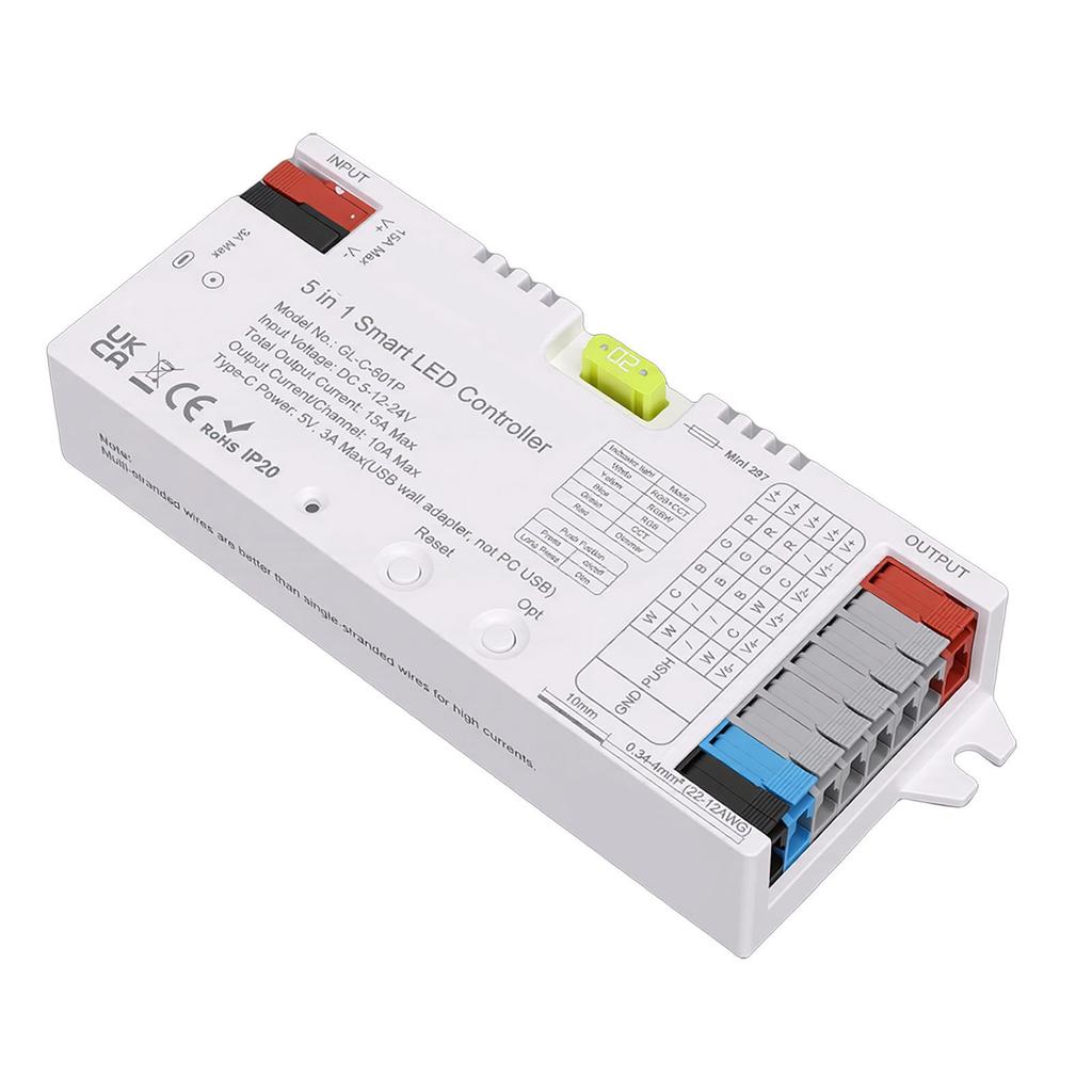 5 In 1 Smart LED Controller Support for ZigBee 3.0 LED Strip Light Control RGBCCT RGBW RGB CCT Dimmer Monochrome Color