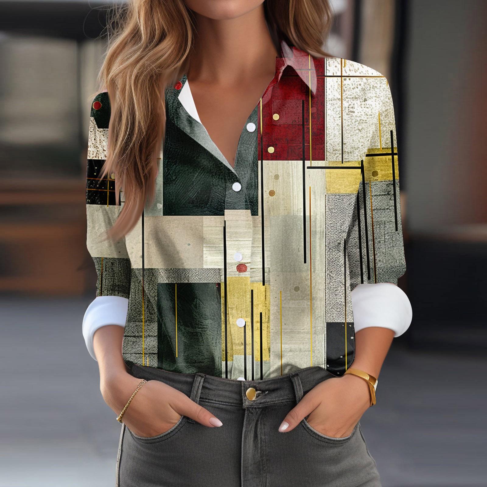 

Женская рубашка блузка на пуговицах с длинным рукавом повседневная базовая рубашка воротник обычный топ M