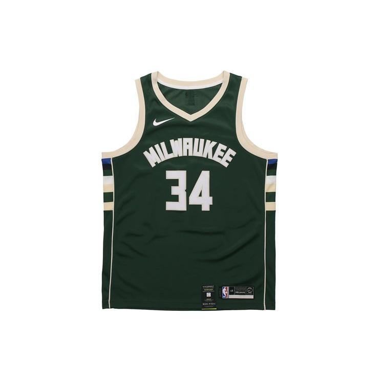Nike NBA Sports Basketball Jersey/Vest SW Fan Edition Milwaukee Bucks Alphabet 34 Green Men s 864489-323 M