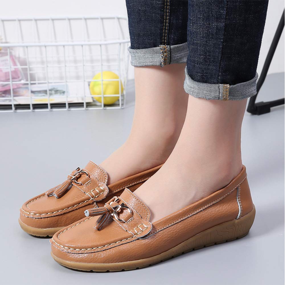 Nomioce Genuine Soft and Mom Nurse Casual Driving Size Women's Moccasins, Loafers, Pumps, Flats, Slip-On Sandals, Leather, Comfortable, Shoes, Shoes,