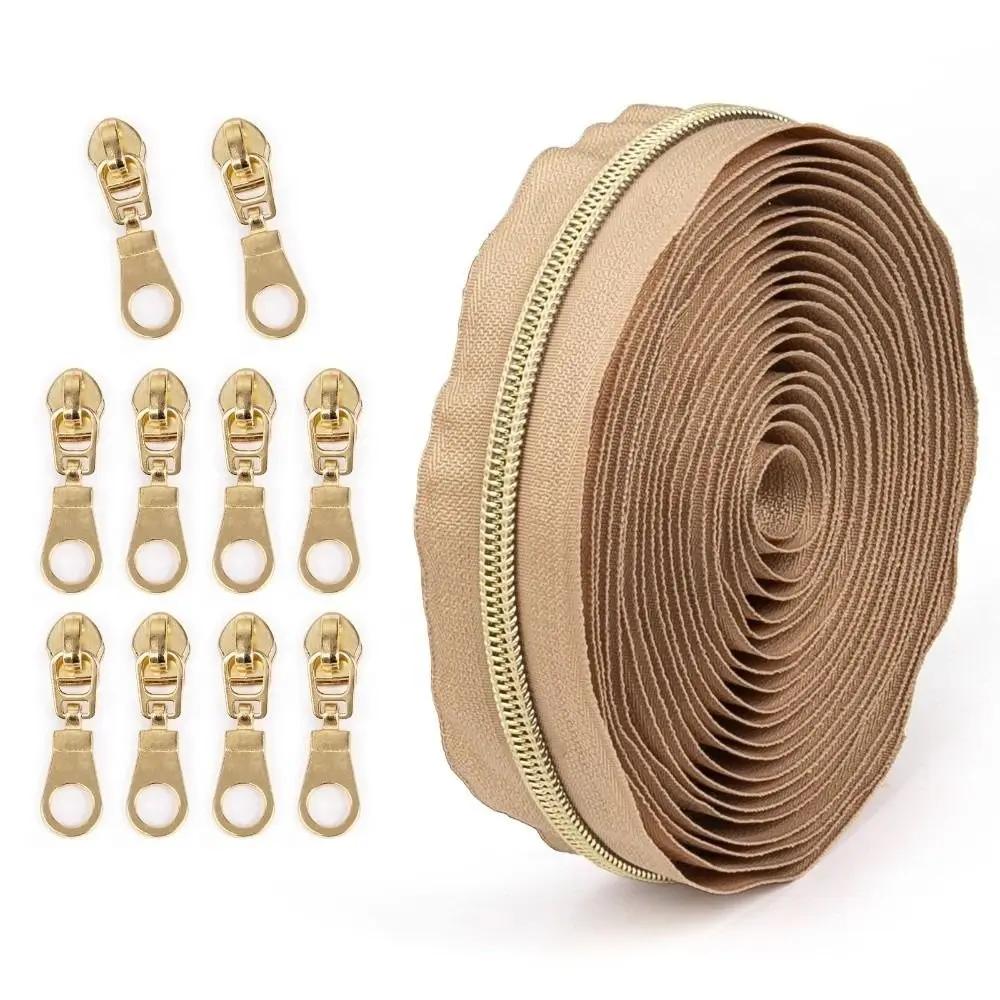 No.5 Nylon Zipper Tape Contrast Color 4.5m Zipper 10 Zipper Puller Slider Closure Zip DIY Repair Jacket Long Zips