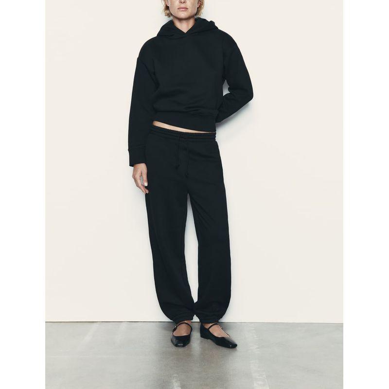 Spring New Arrival Basic Style Cotton Blended Hooded Sweatshirt 3199629 High Waist Flannel Jogger Pants 3199630