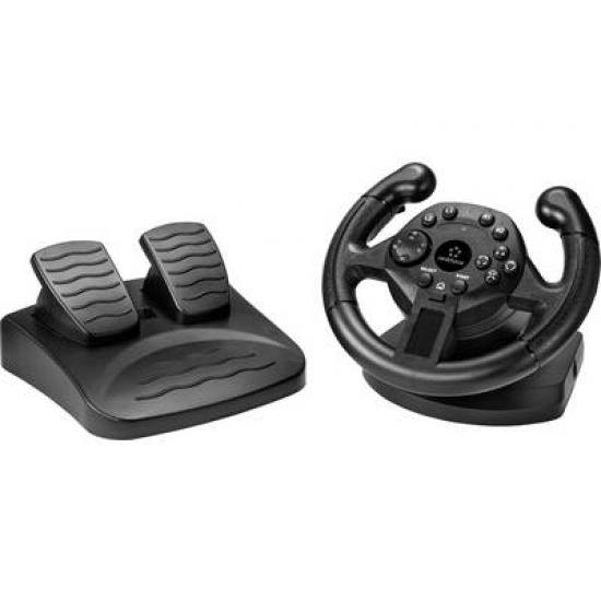 Steering Wheel Renkforce Rf-gw-200 Rf-4707328 Usb Pc, Playstation 3 Black with Pedals 1 Pc (s)