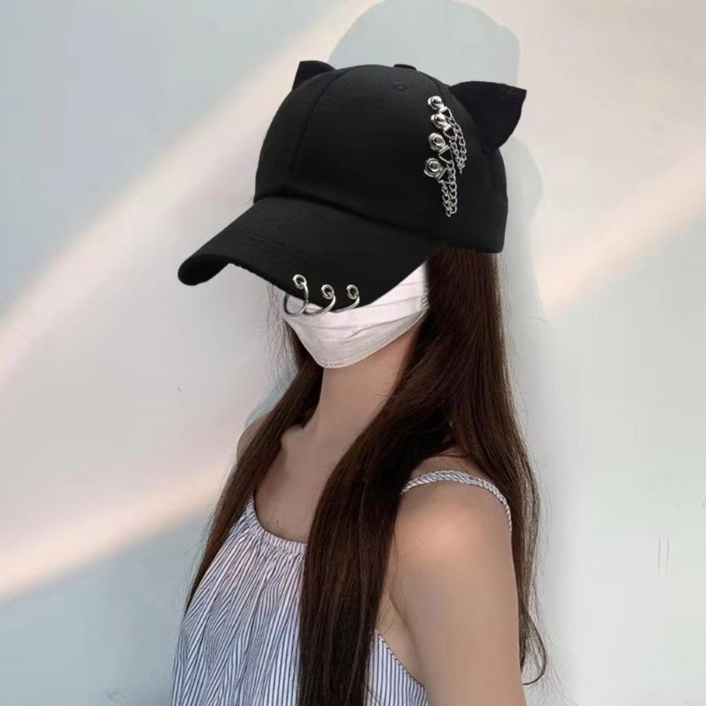 Metal Charm Camping Hat Black Parent Child Hat Casual Baseball Cap Unisex