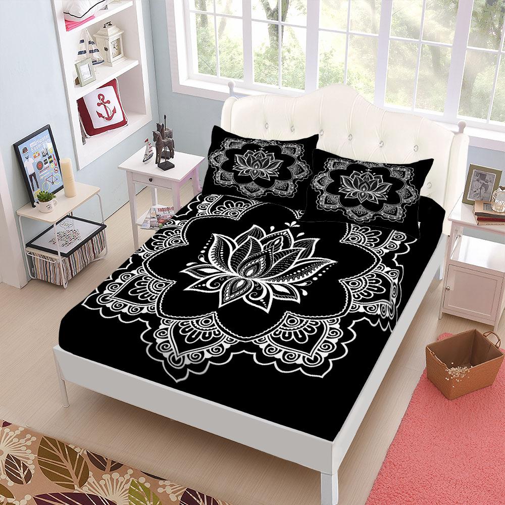Ethnic Bohemian Fitted Sheet Set King Queen Double Full Size Bed Linen Set 25cm Deep