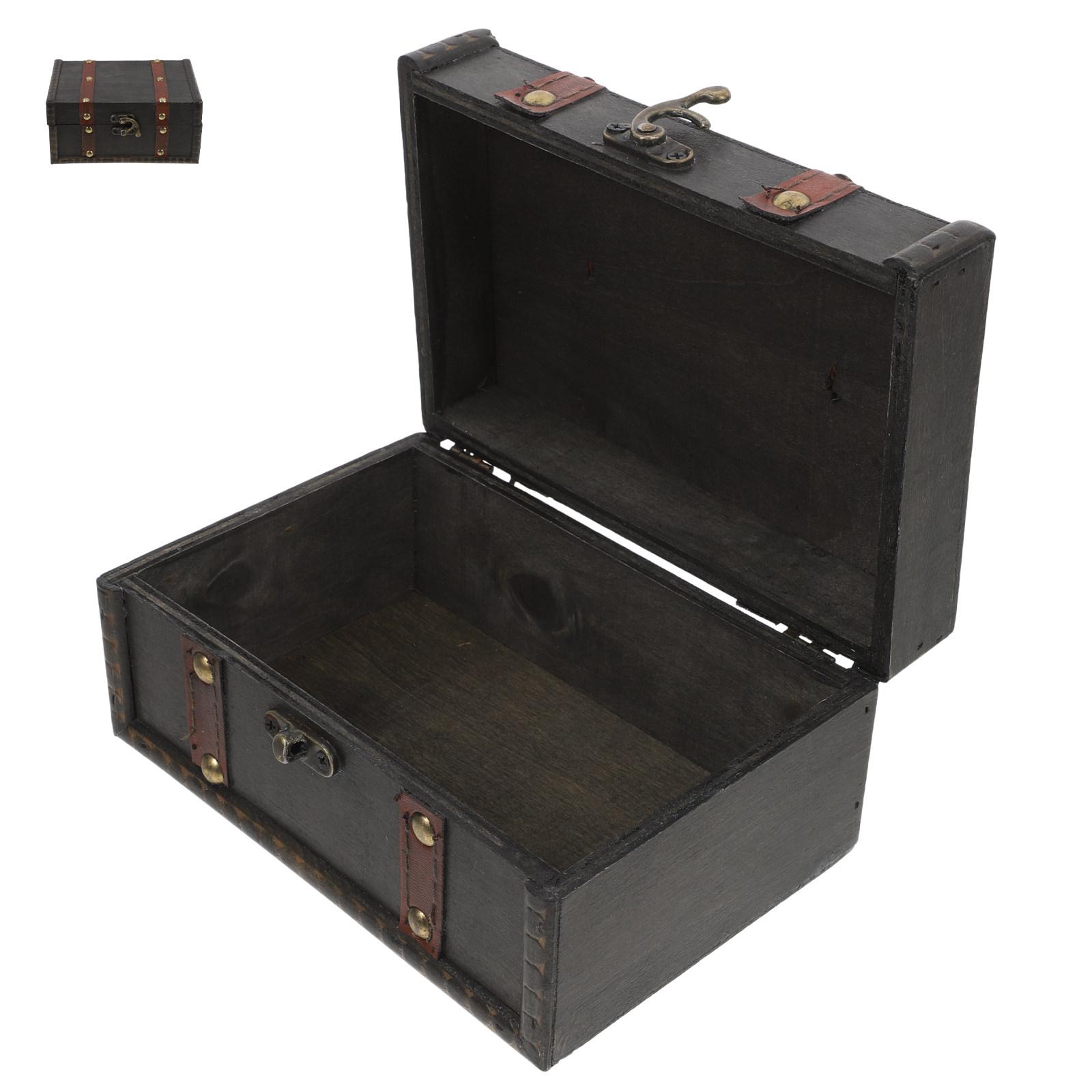 

Handcrafted Wooden Treasure Chest Box Vintage Rustic Storage Container with Hinged Lid for Keepsakes Wedding Mementos Trinkets China Mainland