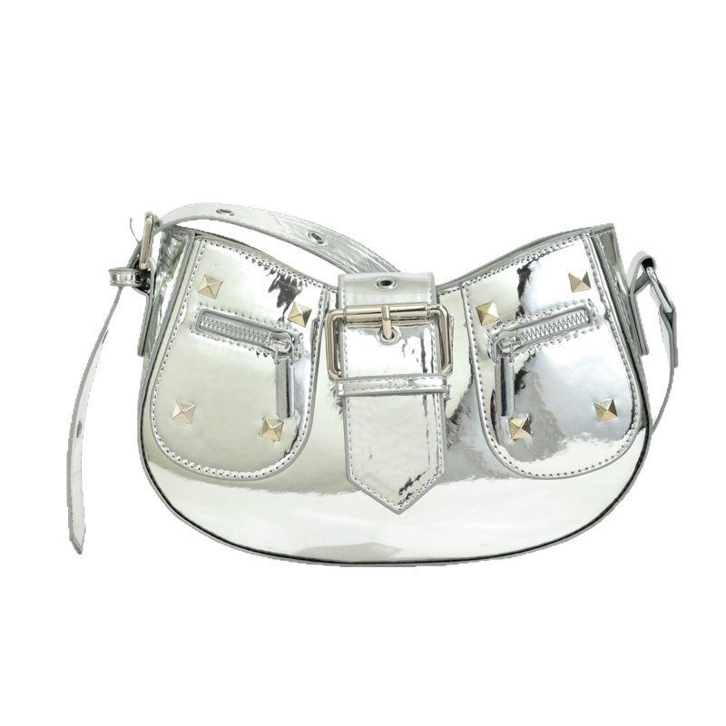 Premium patent leather underarm bag women's 2025 new fashion trend crescent bag Korean version niche one-shoulder crossbody