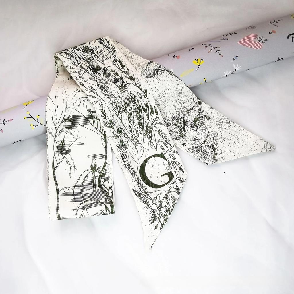 Fashion Skinny Scarf Women Luxury Letter Printing Tie Bag Handle Ribbon Hair Band Women's Headscarf New Lady Design Silk Scarves