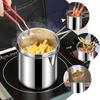 Fritteuse aus Edelstahl mit Frittierkorb, multifunktionaler kleiner Topf, speziell für die Küche, zum Frittieren von Hühnchen und anderen Kochutensilien