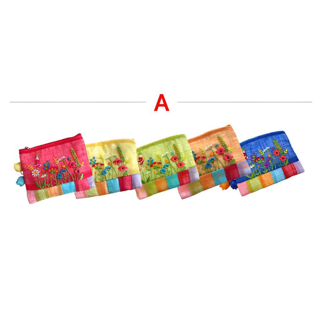 Korean Traditional Saekdong Coin Pouch Set 5pcs Ramie Fabric Small Wallet Gift