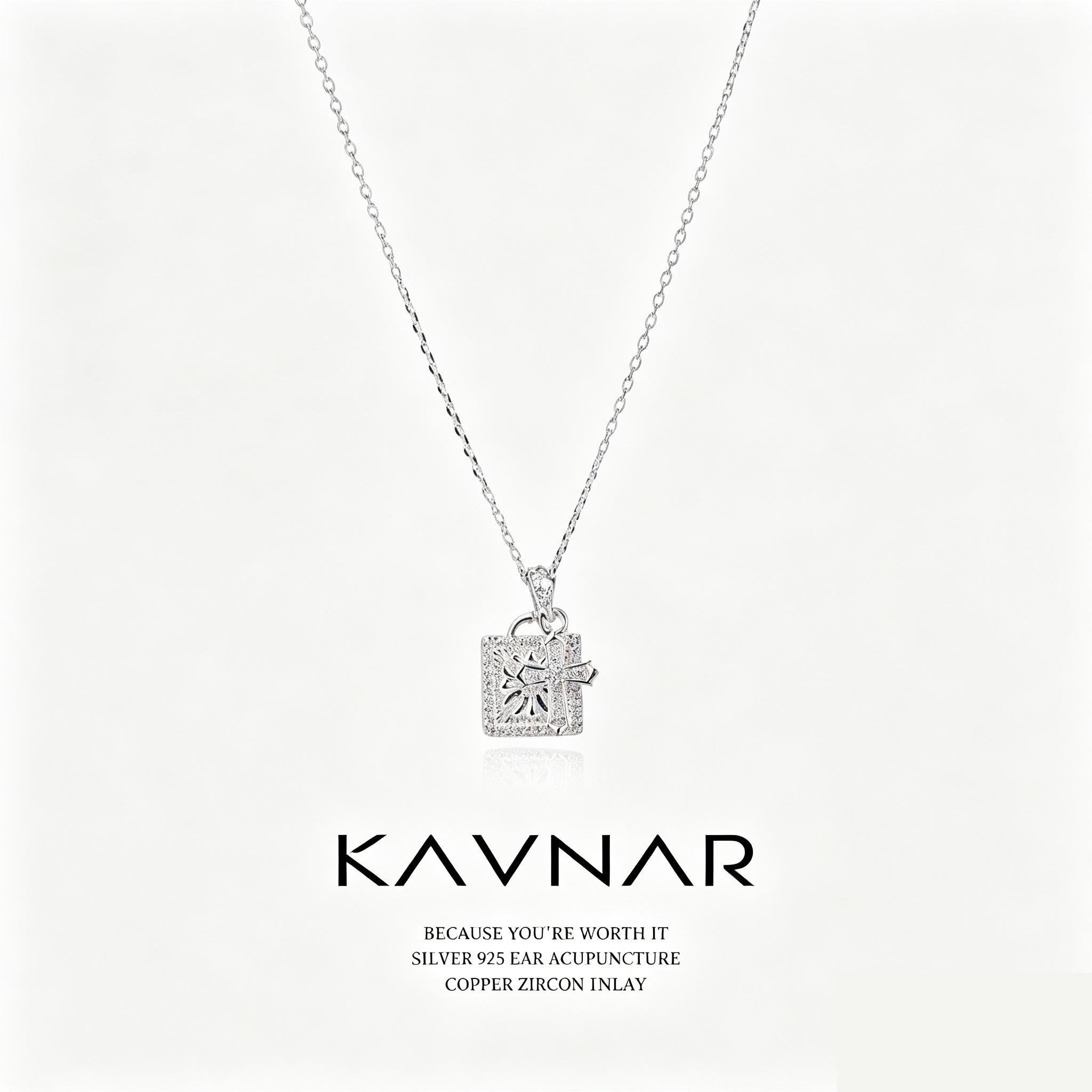 KAVNAR Trendy Elegant Pendant Necklace Silver Plated Cubic Zirconia Minimalist Fashion Jewelry for Women Daily Wear PartyWedding