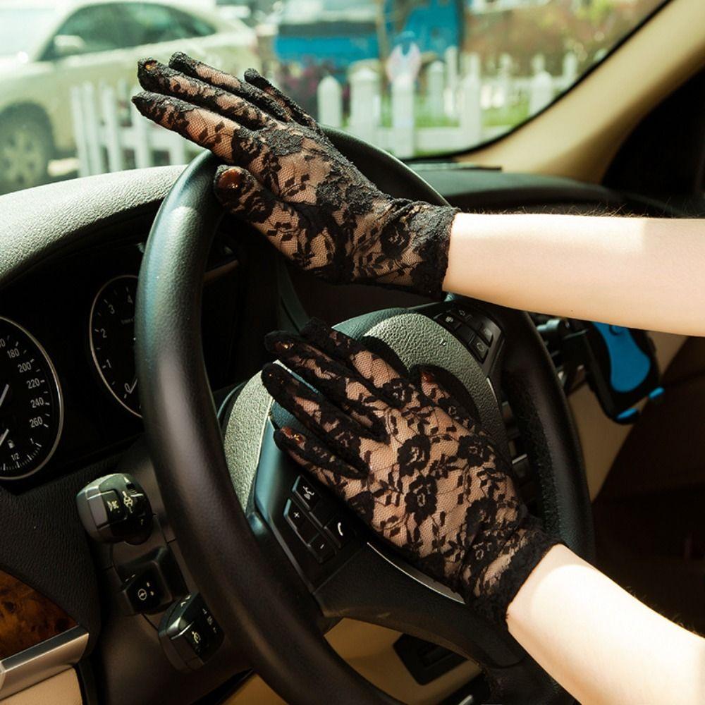 Transparent Lace Flower Gloves Sun Protection Mesh Hollow Gloves Sunscrean Gloves  Ladies/Girls