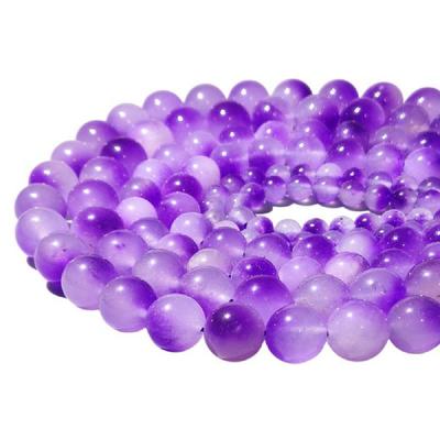 Violet Chalcedony Floating Jades Natural Stone 15" Smooth Loose Spacer Beads 4/6/8/10/12mm for Jewelry Making DIY Bracelets Charms Accessories