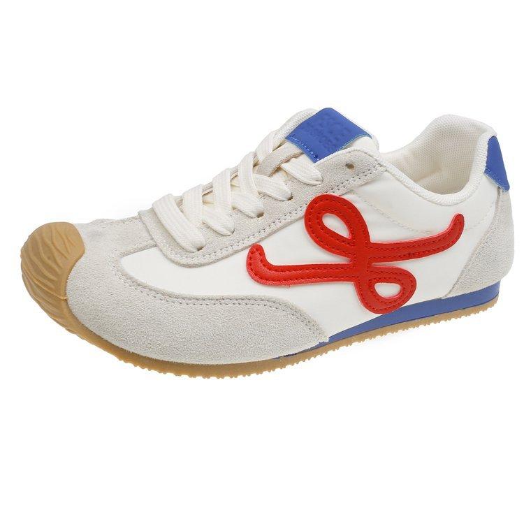 Soft Leather Version Casual Sports Moral Training Shoes Women's 2025 New Flat-bottomed Trendy Retro Color Matching Forrest Gump Sports Shoes Women's