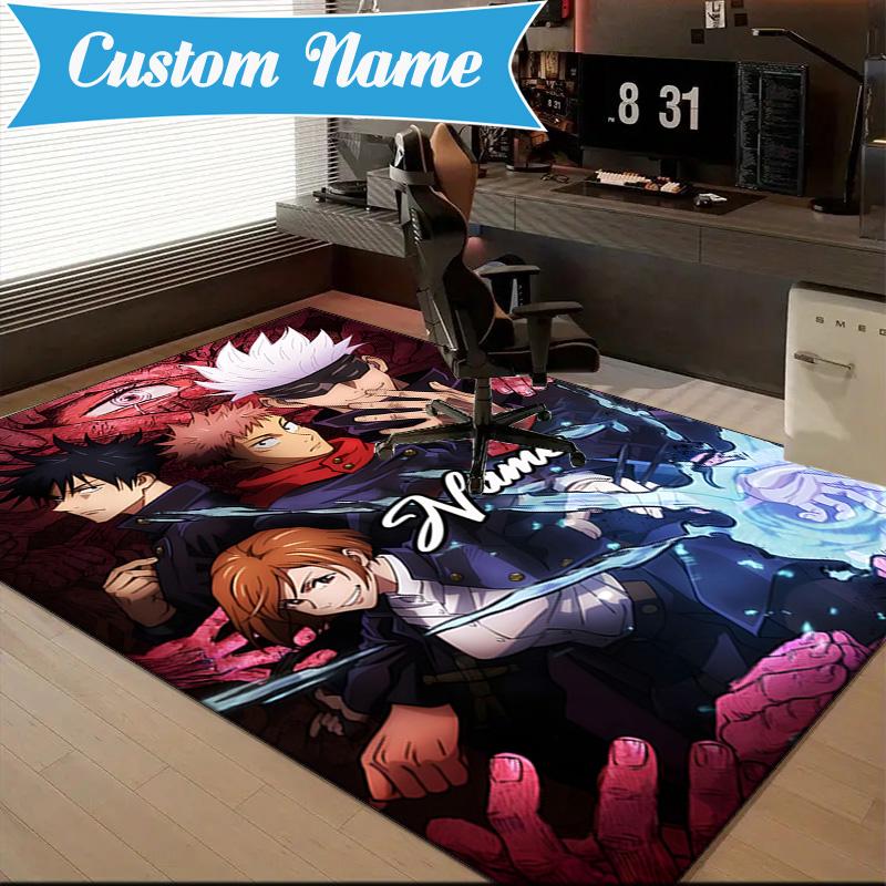 Benutzerdefinierter Name Jujutsu Power Teppich Spielteppich, Fußmatte für Schlafzimmer Wohnzimmer Eingangsbereich Teppich, Wohnkultur Idee Geschenk für Weihnachten Geburtstag