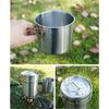 Camping Kochgeschirr Edelstahl Kochset Rucksack-Kit Kompaktes Faltbares Design Hitzebeständiger Griff Silber