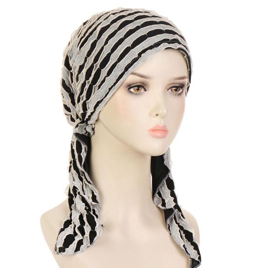 Solid Color Ruffle Slouchy Hat Soft Women Elastic Hair Bonnet Night Sleeping Cap Braids Long Curly Hair Wrap Skull Cap