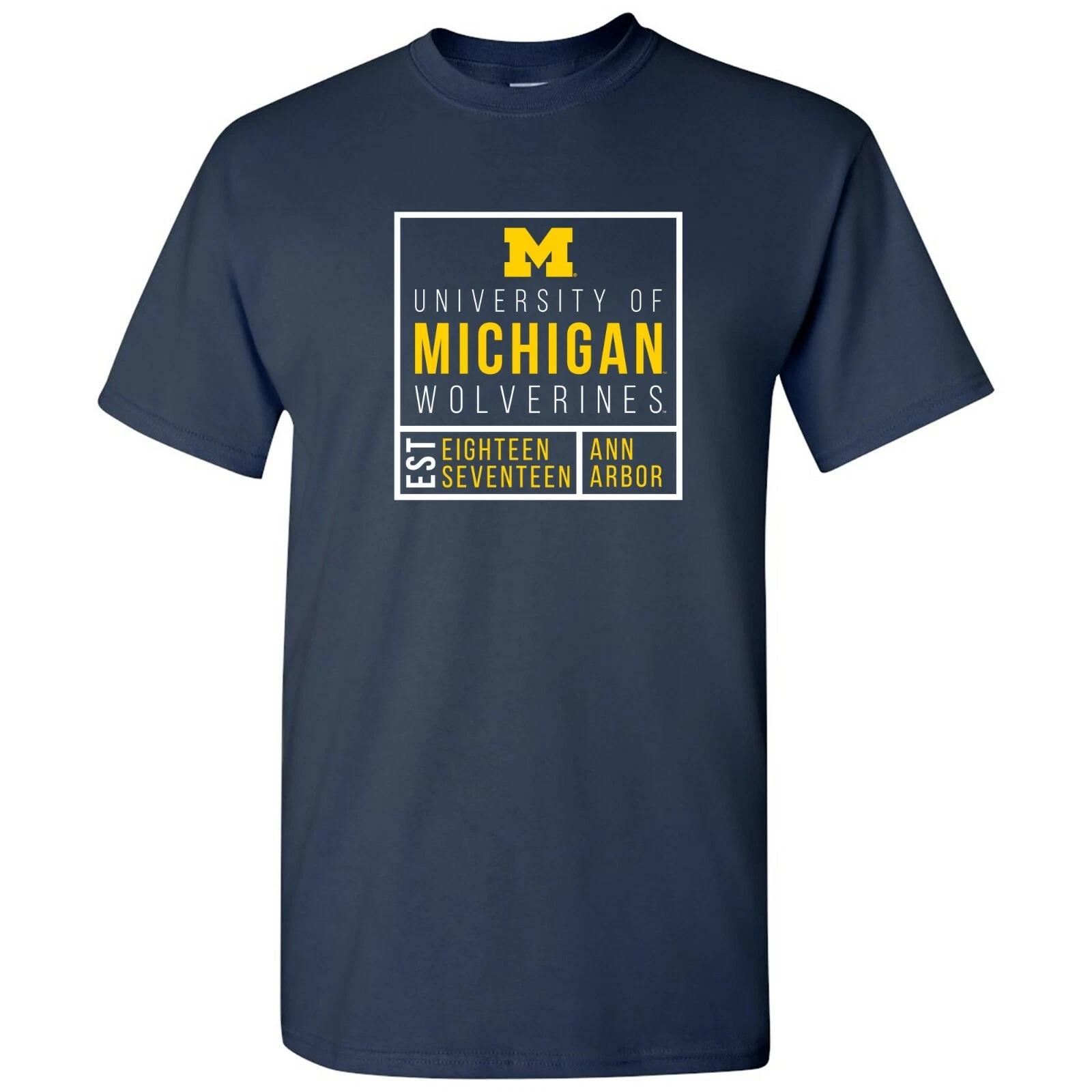 Michigan Wolverines Box Label Short Sleeve T-Shirt - Navy XL