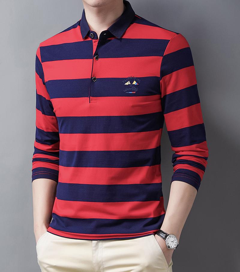

Новая летняя полосатая вышитая мужская уличная одежда рубашка поло хлопок повседневный топ модная уличная мужская одежда с длинным рукавом M